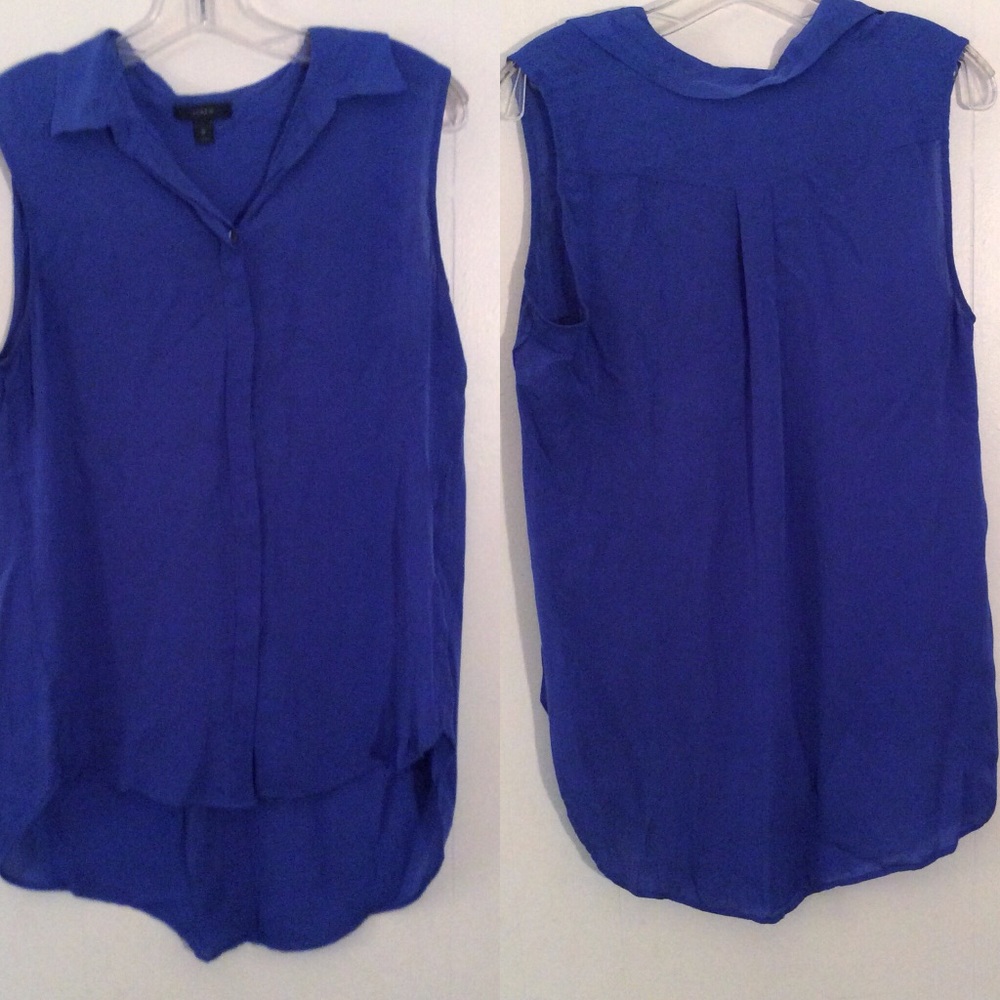 J Crew| Blue Tank Blouse 100% Silk, Size 12